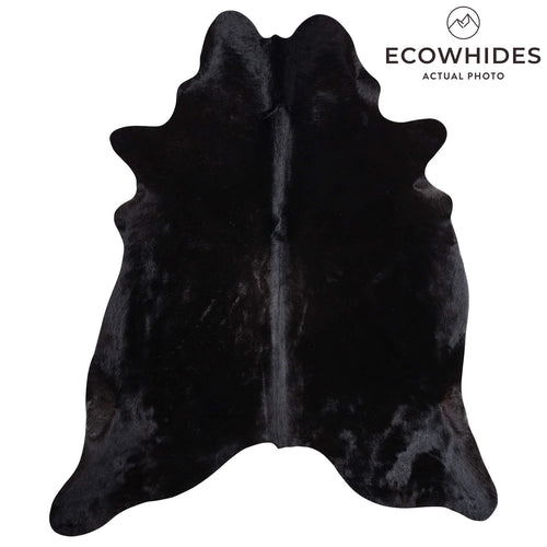 Brazilian Solid Black Cowhide Rug Size 7'2" L x 6'1" W 9121