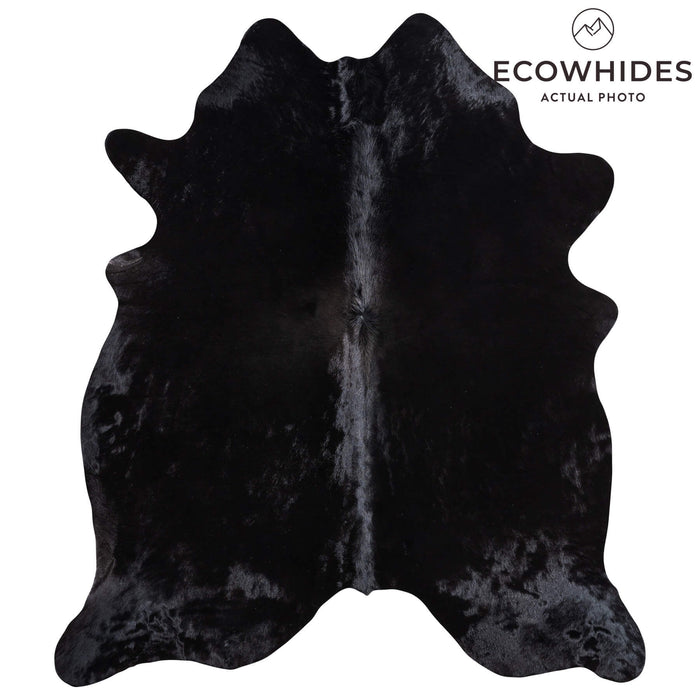 Brazilian Solid Black Cowhide Rug Size 6'9" L x 5'10" W 9122