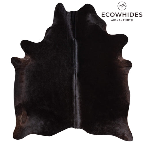 Brazilian Solid Black Cowhide Rug Size 6'8" L x 5'8" W 9123