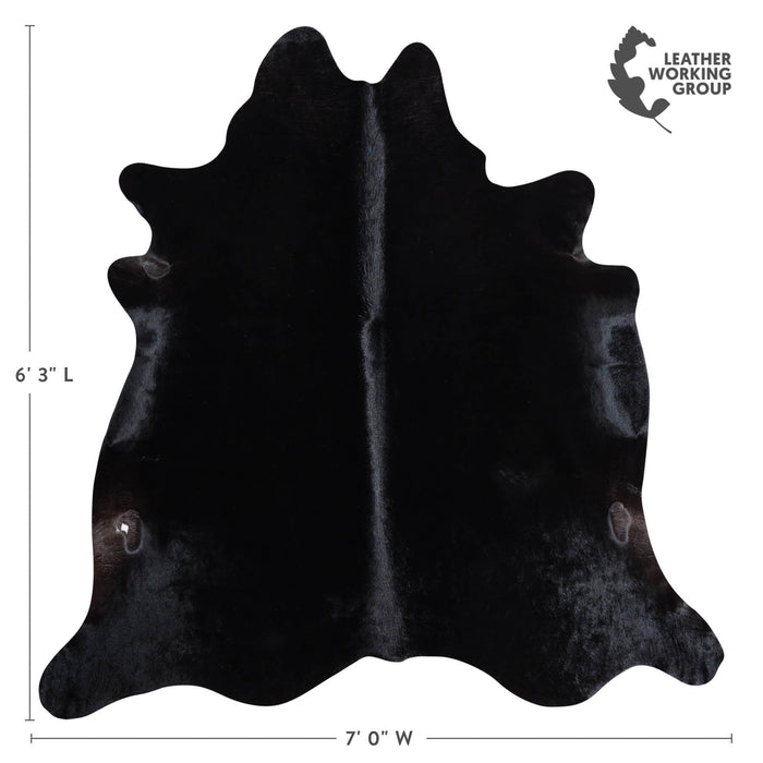 Brazilian Solid Black Cowhide Rug Size 6'3" L x 7'0" W 9124