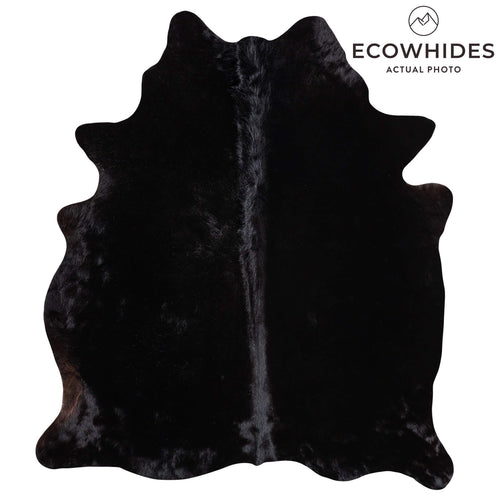 Brazilian Solid Black Cowhide Rug Size 6'3" L x 5'8" W 9125