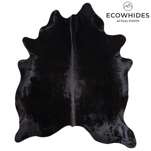 Brazilian Solid Black Cowhide Rug Size 7'1" L x 5'10" W 9126