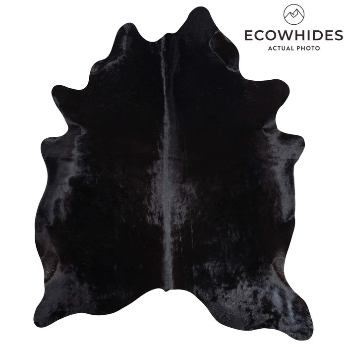 Brazilian Solid Black Cowhide Rug Size 7'1" L x 5'10" W 9126