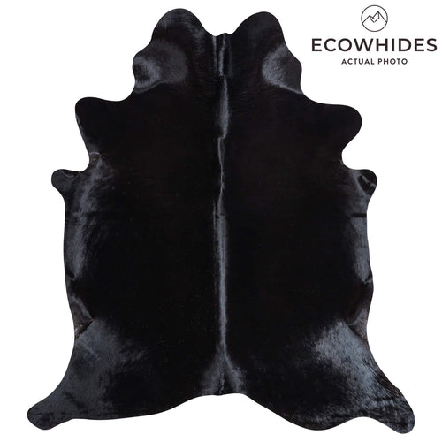Brazilian Solid Black Cowhide Rug Size 7'2" L x 6'4" W 9127