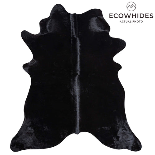 Brazilian Solid Black Cowhide Rug Size 7'6" L x 6'0" W 9128