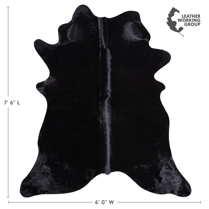 Brazilian Solid Black Cowhide Rug Size 7'6" L x 6'0" W 9128