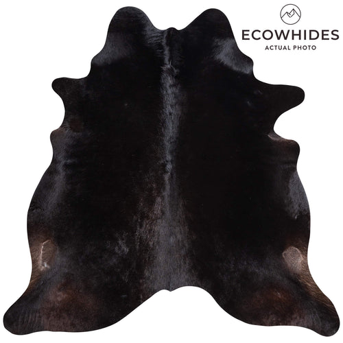 Brazilian Solid Black Cowhide Rug Size 6'5" L x 6'4" W 9129