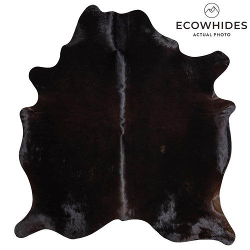 Brazilian Solid Black Cowhide Rug Size 6'3" L x 5'7" W 9131
