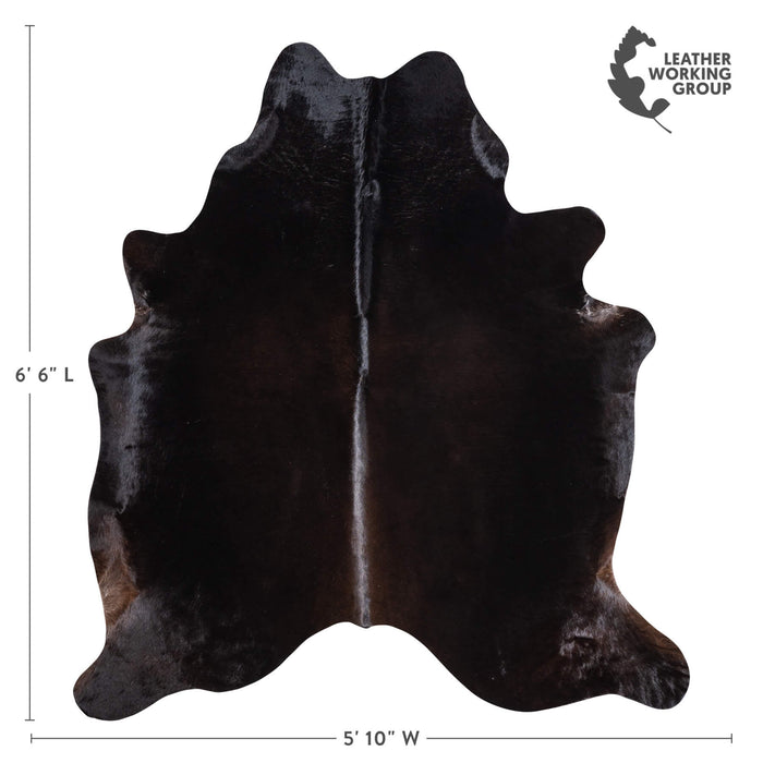 Brazilian Solid Black Cowhide Rug Size 6'6" L x 5'10" W 9132