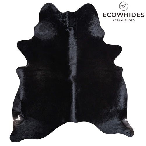 Brazilian Solid Black Cowhide Rug Size 6'10" L x 6'2" W 9133