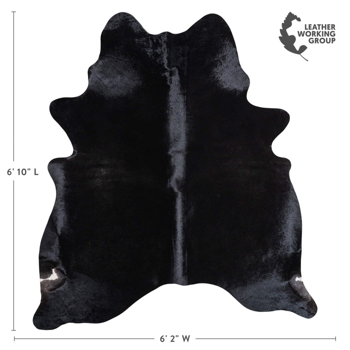 Brazilian Solid Black Cowhide Rug Size 6'10" L x 6'2" W 9133