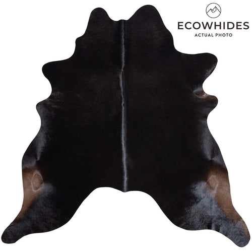 Brazilian Solid Black Cowhide Rug Size 6'8" L x 6'11" W 9134