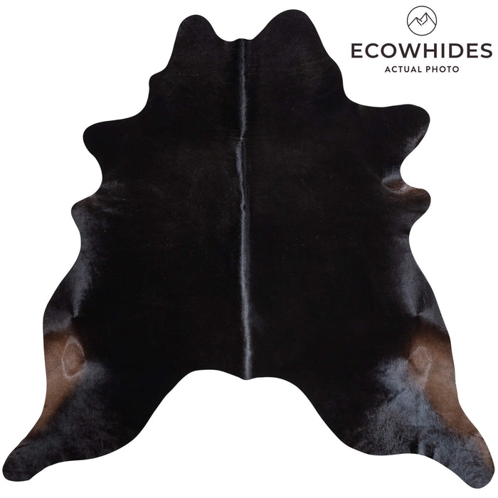 Brazilian Solid Black Cowhide Rug Size 6'8" L x 6'11" W 9134