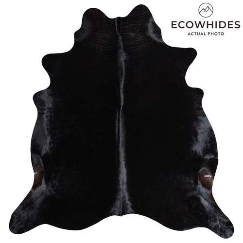 Brazilian Solid Black Cowhide Rug Size 6'10" L x 6'3" W 9135