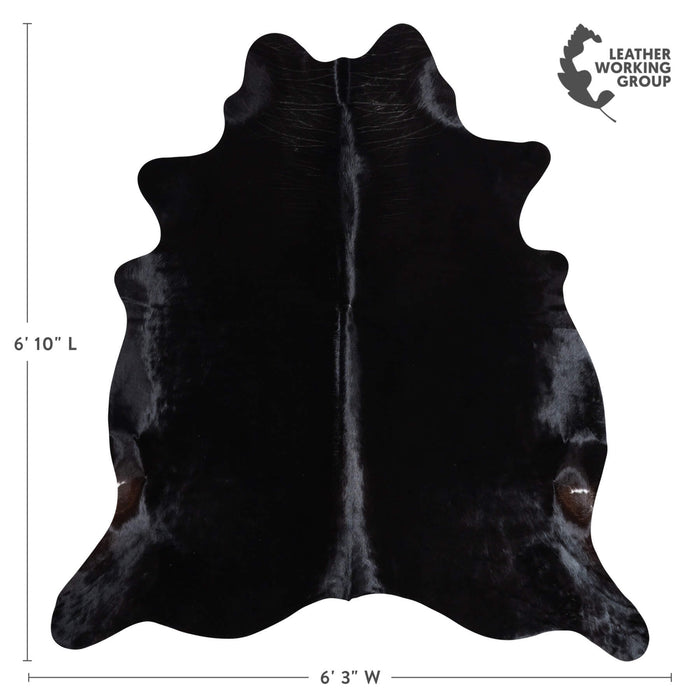 Brazilian Solid Black Cowhide Rug Size 6'10" L x 6'3" W 9135