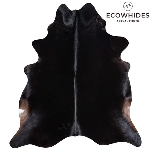 Brazilian Solid Black Cowhide Rug Size 7'0" L x 6'3" W 9136