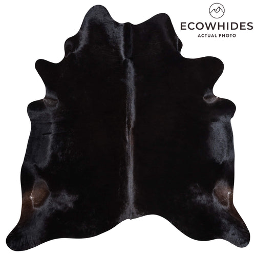 Brazilian Solid Black Cowhide Rug Size 6'8" L x 6'7" W 9137