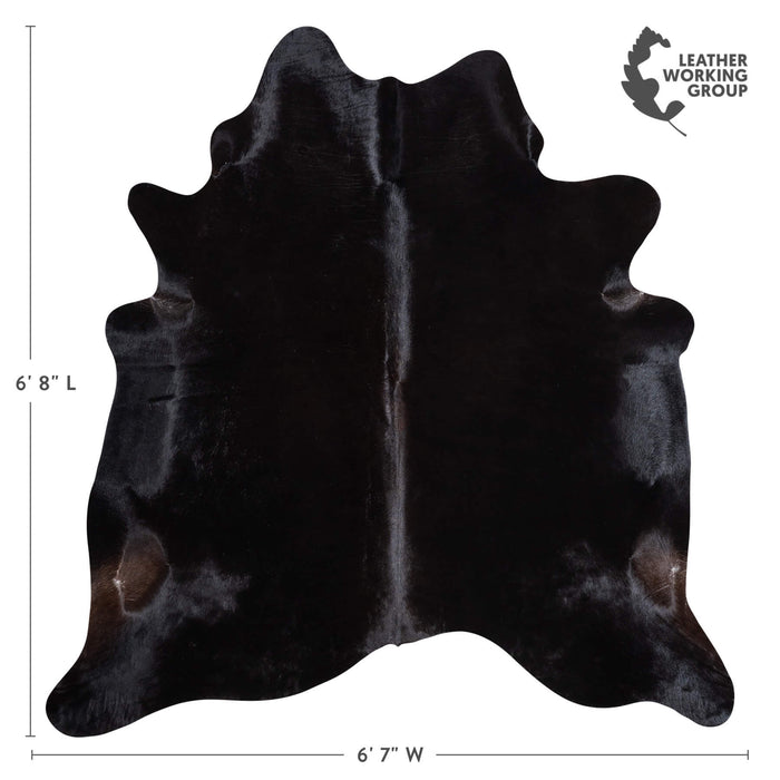 Brazilian Solid Black Cowhide Rug Size 6'8" L x 6'7" W 9137