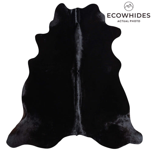 Brazilian Solid Black Cowhide Rug Size 6'4" L x 5'10" W 9138