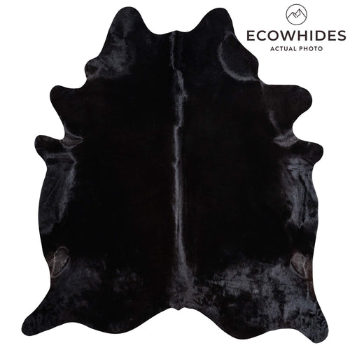 Brazilian Solid Black Cowhide Rug Size 7'11" L x 7'1" W 9139