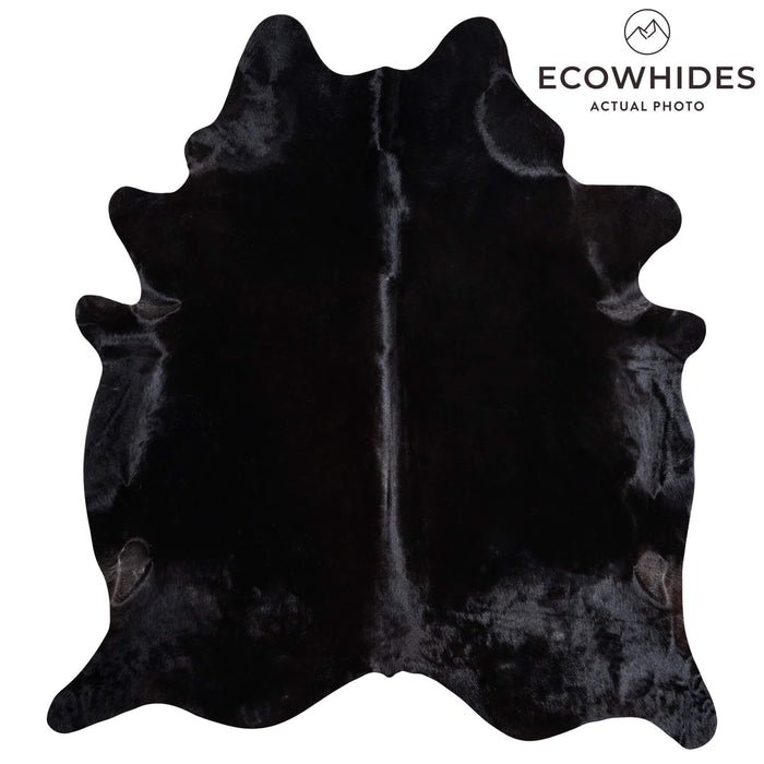 Brazilian Solid Black Cowhide Rug Size 7'11" L x 7'1" W 9139