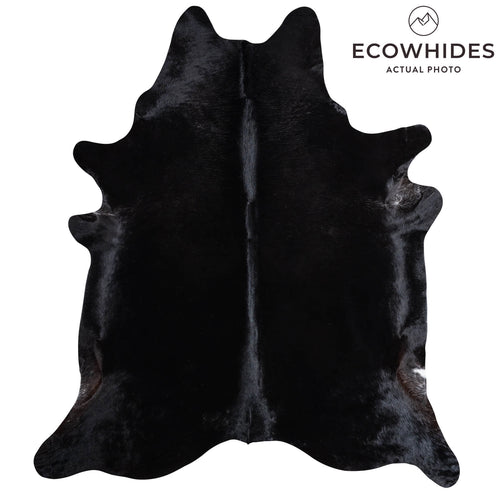 Brazilian Solid Black Cowhide Rug Size 8'2" L x 6'11" W 9142