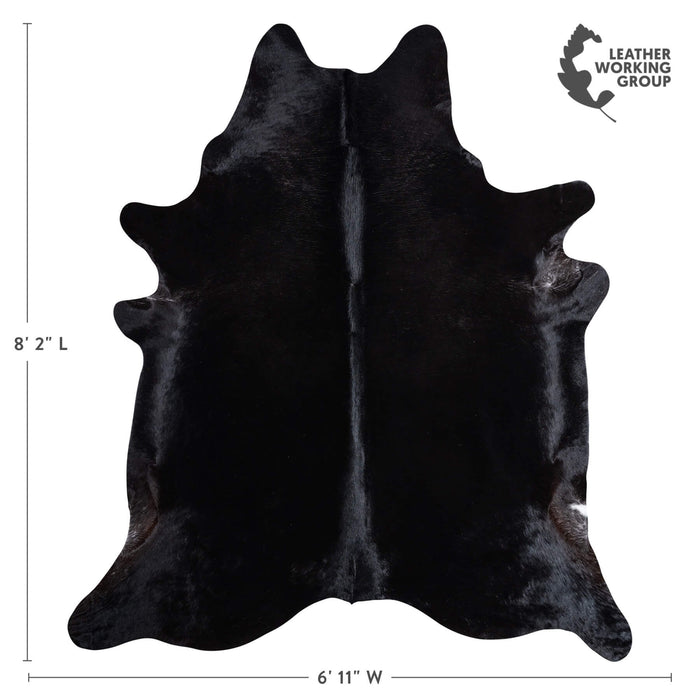 Brazilian Solid Black Cowhide Rug Size 8'2" L x 6'11" W 9142