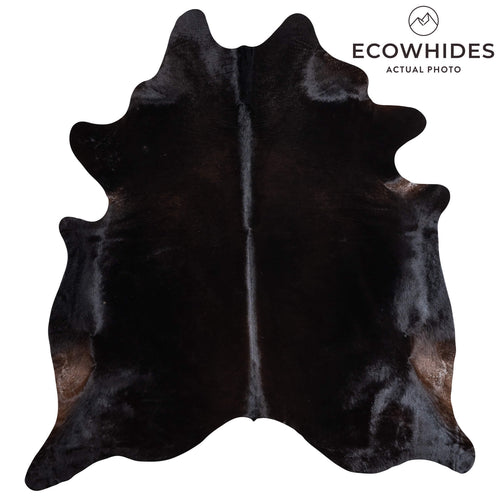 Brazilian Solid Black Cowhide Rug Size 7'10" L x 7'3" W 9143