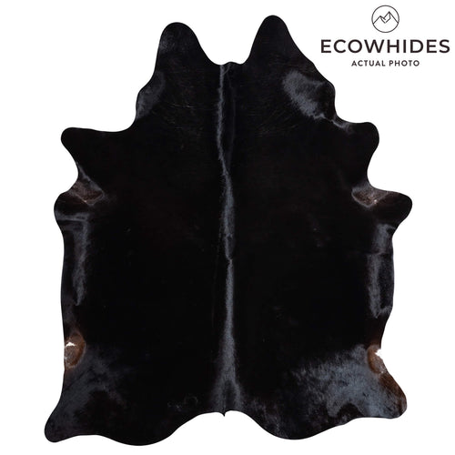 Brazilian Solid Black Cowhide Rug Size 7'6" L x 6'6" W 9145