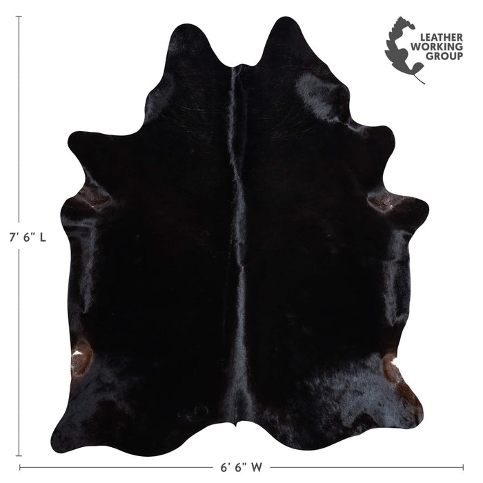 Brazilian Solid Black Cowhide Rug Size 7'6" L x 6'6" W 9145