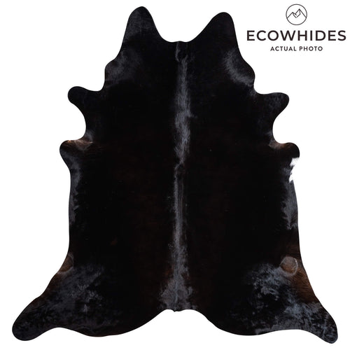 Brazilian Solid Black Cowhide Rug Size 8'2" L x 7'6" W 9146