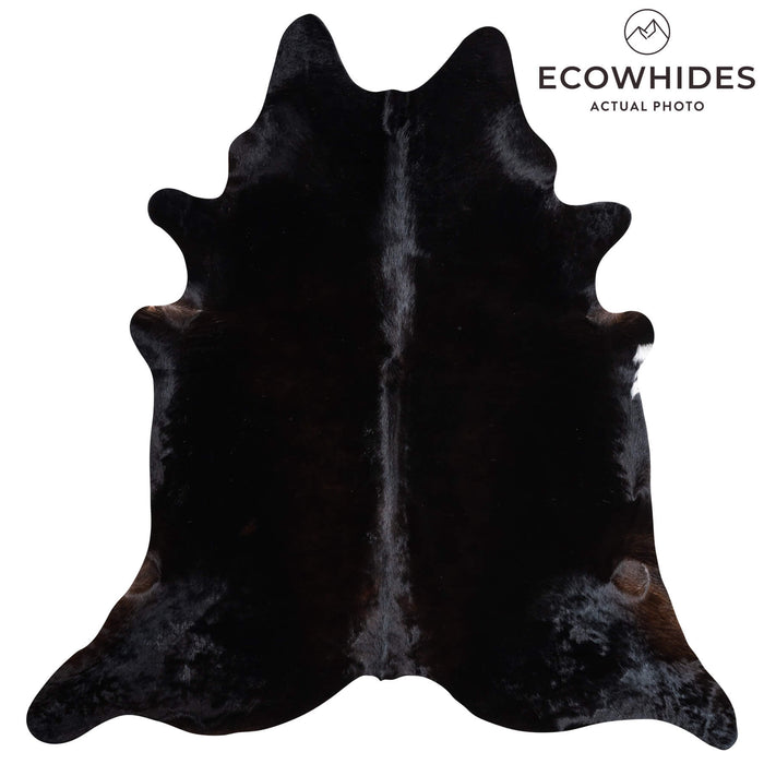 Brazilian Solid Black Cowhide Rug Size 8'2" L x 7'6" W 9146