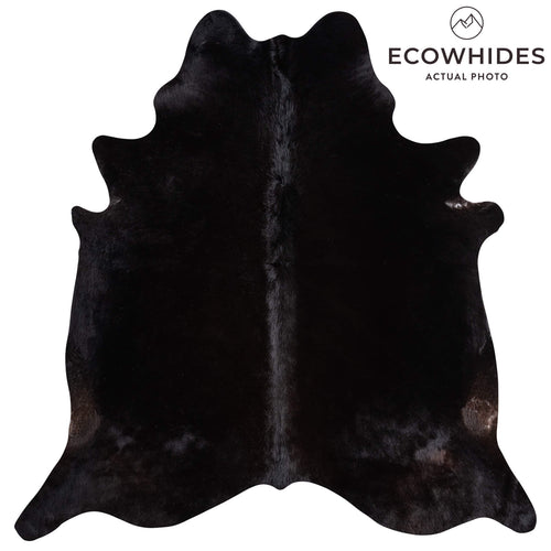 Brazilian Solid Black Cowhide Rug Size 7'7" L x 7'5" W 9147