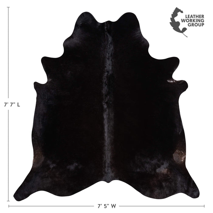 Brazilian Solid Black Cowhide Rug Size 7'7" L x 7'5" W 9147