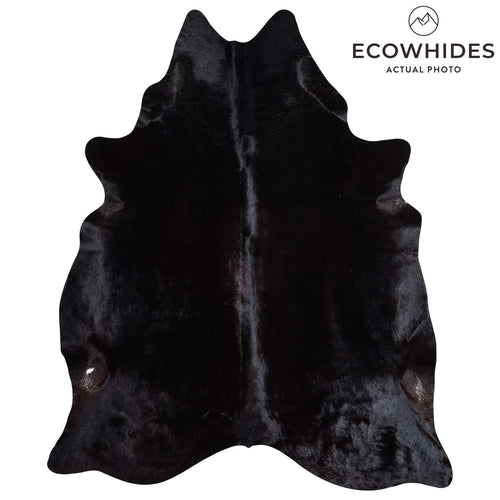 Brazilian Solid Black Cowhide Rug Size 7'11" L x 6'6" W 9148