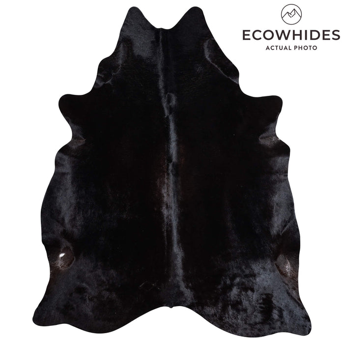 Brazilian Solid Black Cowhide Rug Size 7'11" L x 6'6" W 9148