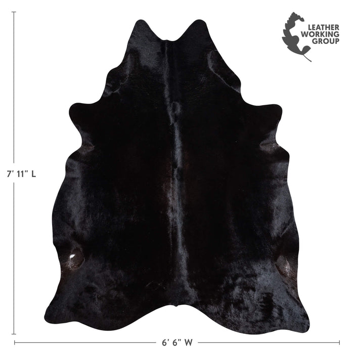 Brazilian Solid Black Cowhide Rug Size 7'11" L x 6'6" W 9148