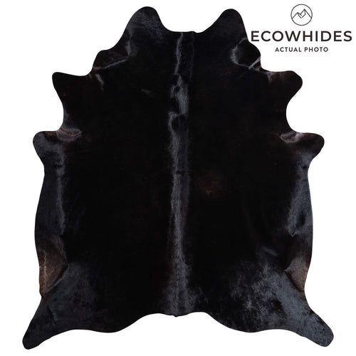 Brazilian Solid Black Cowhide Rug Size 7'8" L x 6'10" W 9149
