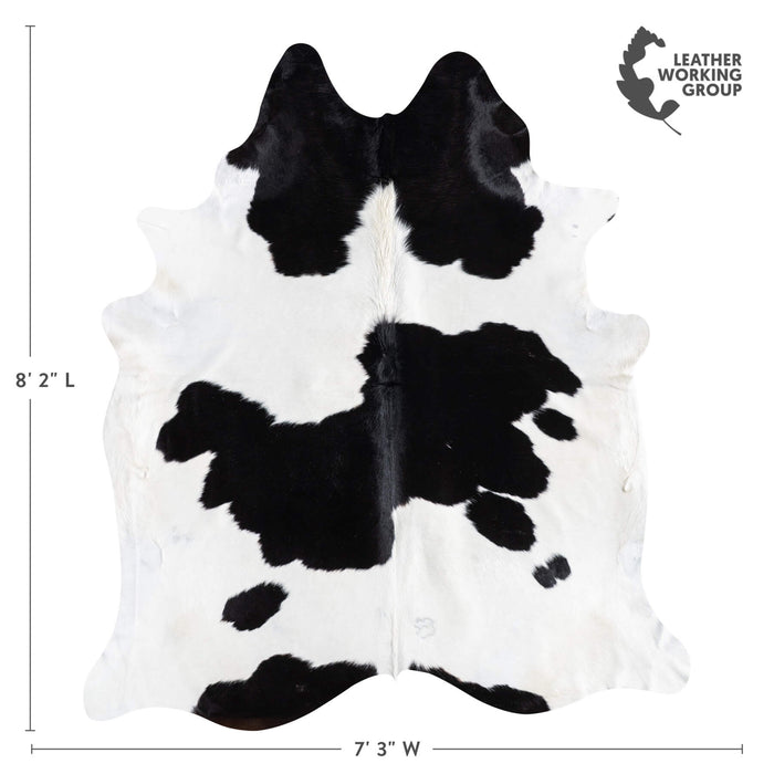 Brazilian Black and White Cowhide Rug Size 8'2" L x 7'3" W 9197