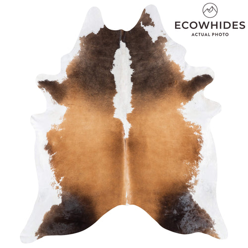 Brazilian Chocolate and White Cowhide Rug Size 7'11" L x 6'9" W 9215