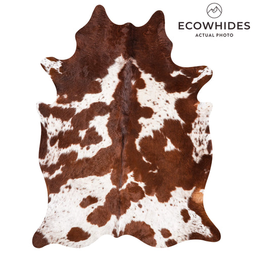 Brown and White Cowhide Rug Size 7'1" L x 5'7" W 9236