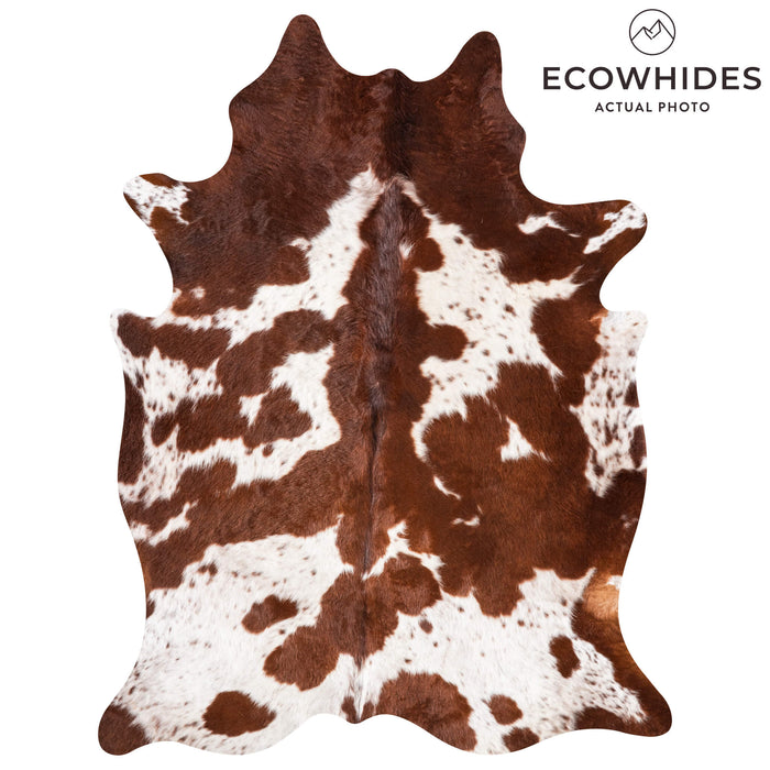 Brown and White Cowhide Rug Size 7'1" L x 5'7" W 9236