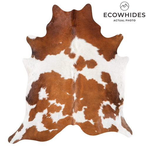 Brown and White Cowhide Rug Size 7'2" L x 6'6" W 9237