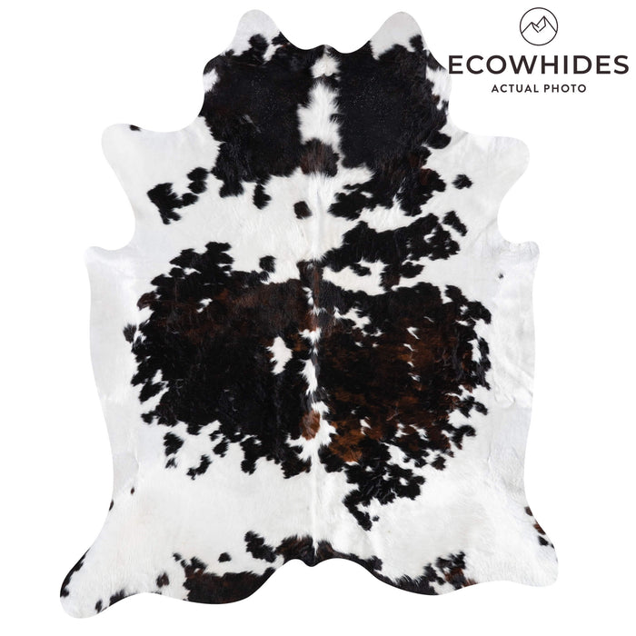 White Tricolor Cowhide Rug Size 8'2" L x 7'0" W 9242