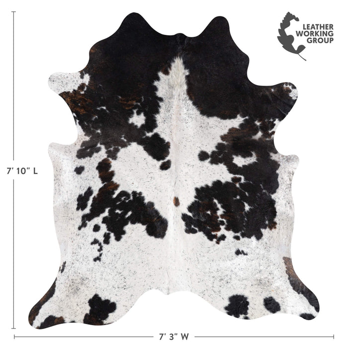 White Tricolor Cowhide Rug Size 7'10" L x 7'3" W 9245