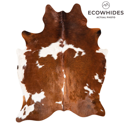 Brown and White Cowhide Rug Size 6'8" L x 5'1" W 9250