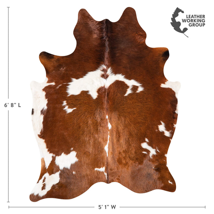 Brown and White Cowhide Rug Size 6'8" L x 5'1" W 9250