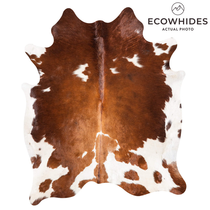 Brown and White Cowhide Rug Size 6'4" L x 5'1" W 9252