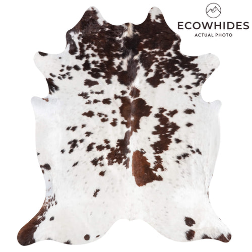 Chocolate and White Cowhide Rug Size 8'2" L x 7'0" W 9257