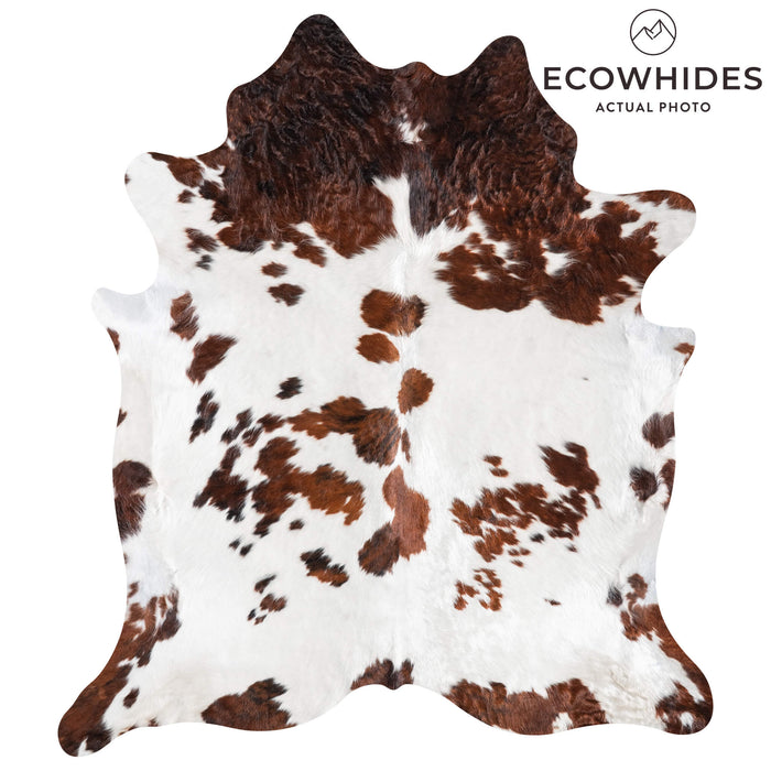 White Tricolor Cowhide Rug Size 7'11" L x 6'11" W 9263